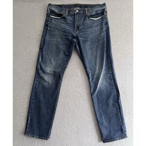 Lucky Brand Jeans Mens 38x32 121 Slim Straight Blue Denim Dark Wash Stretch Work